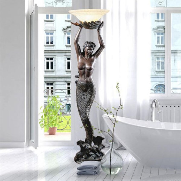 Goddess Offering Mermaid Sculptural Lamp Lighting Statue Nude